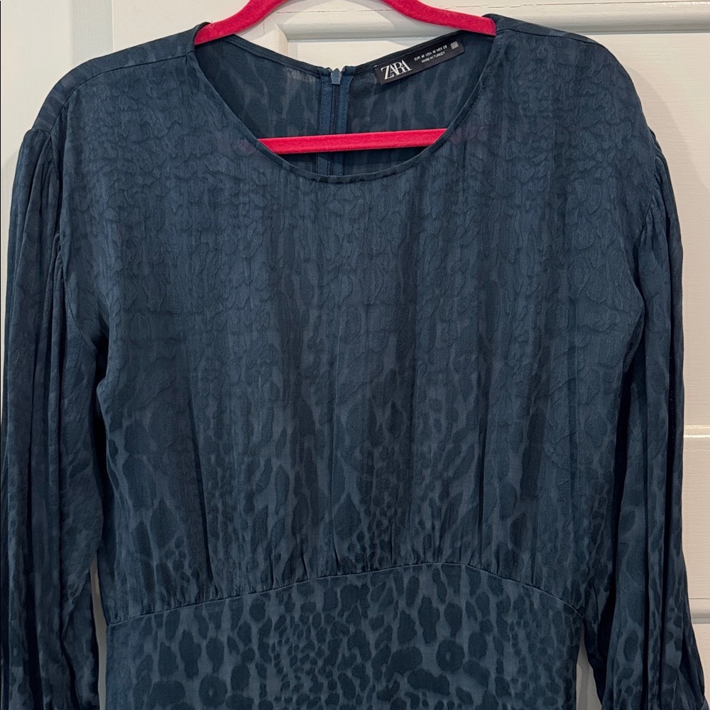 Zara Dark Green Animal Print  Patterned Dress Size Medium